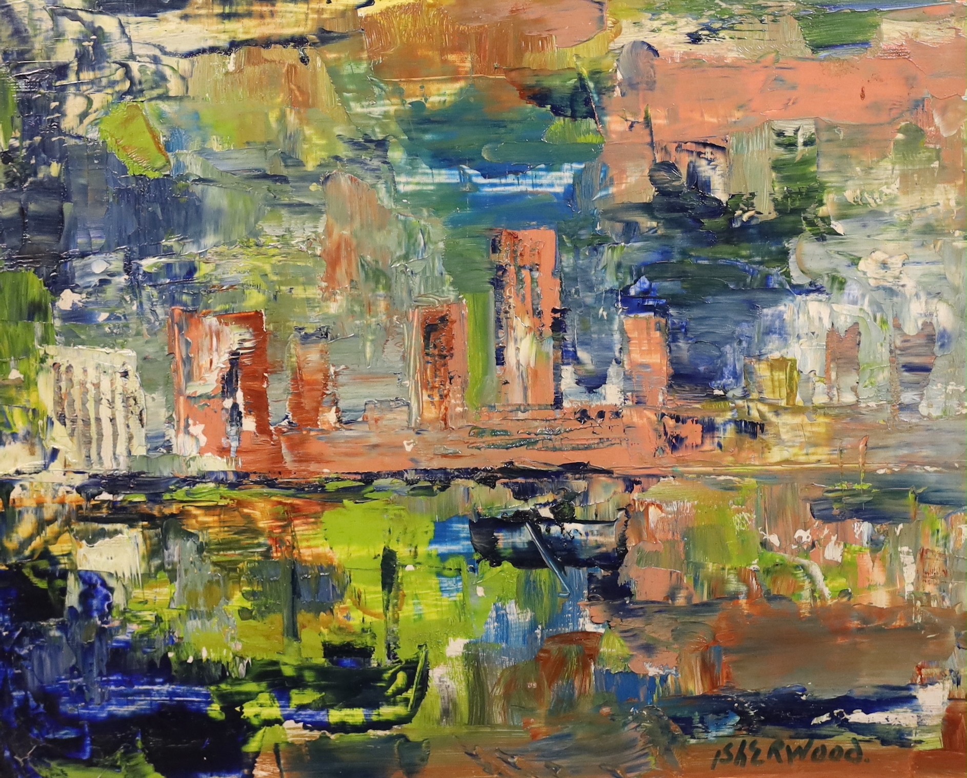 James Lawrence Isherwood (British, 1917- 1989), 'Balluta Bay / Malta', oil on board, 39 x 49cm